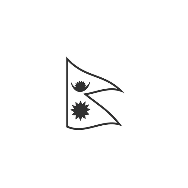 Ícone Bandeira Nepal Design Plano Contorno Preto Dia Independência Conceito — Vetor de Stock
