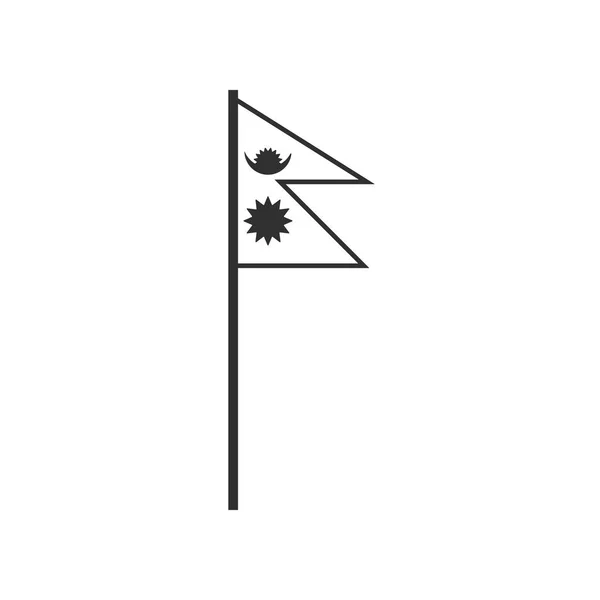 Icona Bandiera Nepal Disegno Piatto Contorno Nero Giorno Indipendenza Concetto — Vettoriale Stock