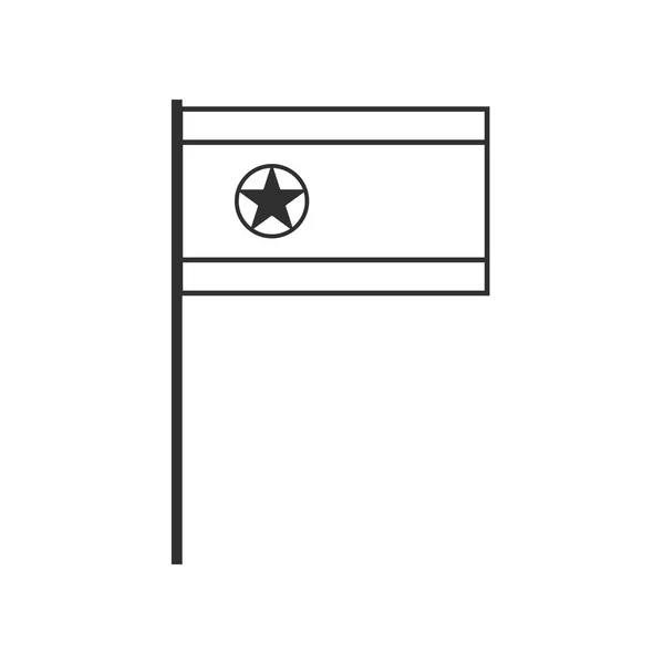 黒のアウトラインフラットデザインの北朝鮮のフラグアイコン 独立記念日又は国民の日の休日の概念 — ストックベクタ