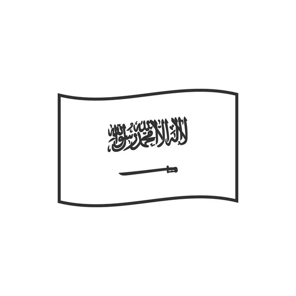 Ícone Bandeira Arábia Saudita Design Plano Contorno Preto Dia Independência —  Vetores de Stock