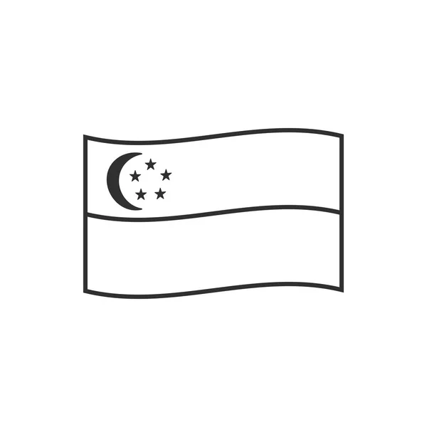 Singapurska Ikona Flagi Czarnym Zarysie Płaski Design Dzień Niepodległości Lub — Wektor stockowy