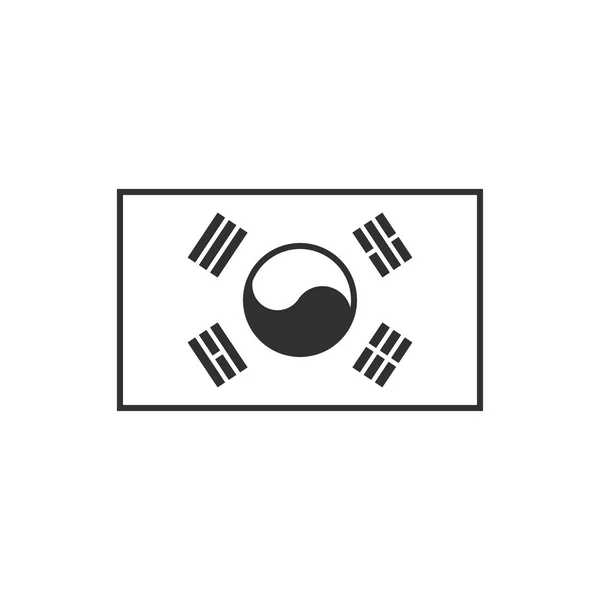 Icono Bandera Corea Del Sur Diseño Plano Contorno Negro Día — Archivo Imágenes Vectoriales