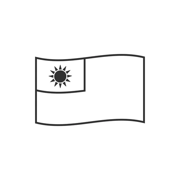 黒のアウトラインフラットデザインの台湾フラグアイコン 独立記念日又は国民の日の休日の概念 — ストックベクタ