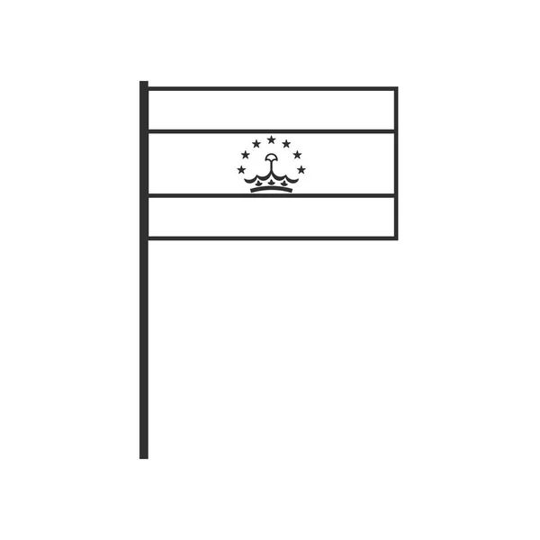 Icono Bandera Tayikistán Diseño Plano Contorno Negro Día Independencia Concepto — Vector de stock