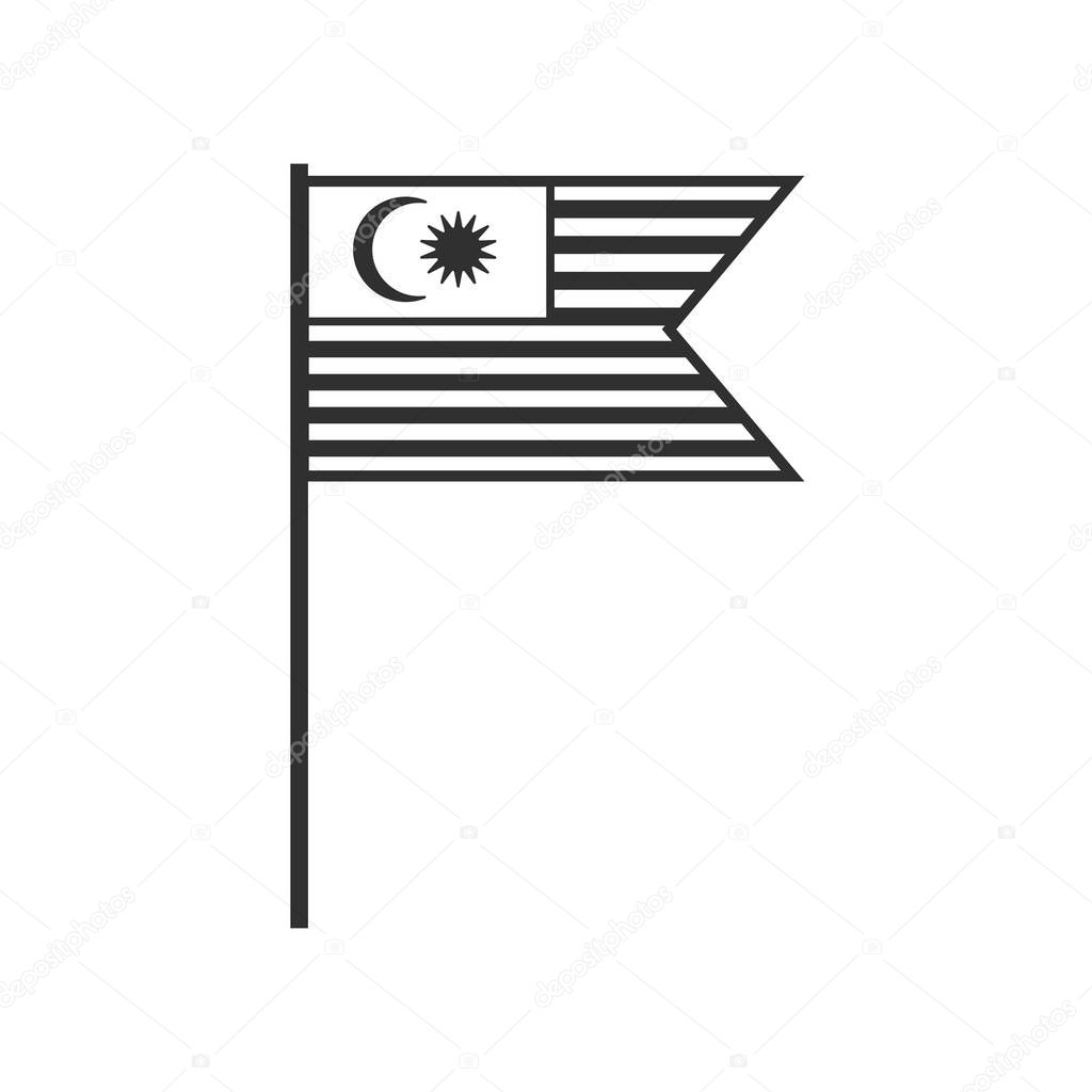 Malaysia flag icon in black outline flat design. Independence day or National day holiday concept.