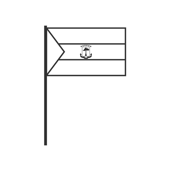 Ikona Flagi Gwinei Równikowej Czarnym Zarysie Płaska Konstrukcja Dzień Niepodległości — Wektor stockowy