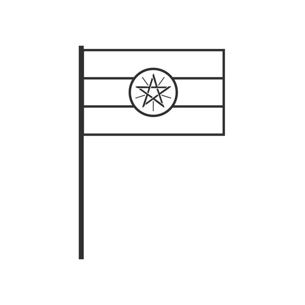 Ikona Flagi Etiopii Czarnym Zarysie Płaska Konstrukcja Dzień Niepodległości Lub — Wektor stockowy