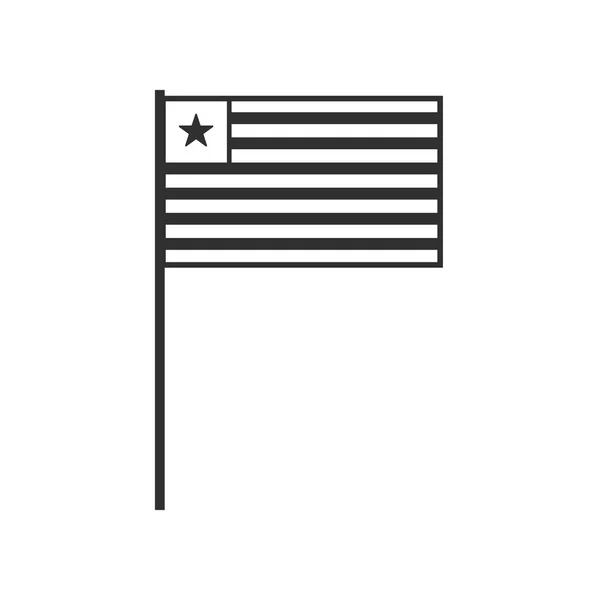 Ikona Flagi Liberii Czarnym Zarysie Płaska Konstrukcja Dzień Niepodległości Lub — Wektor stockowy