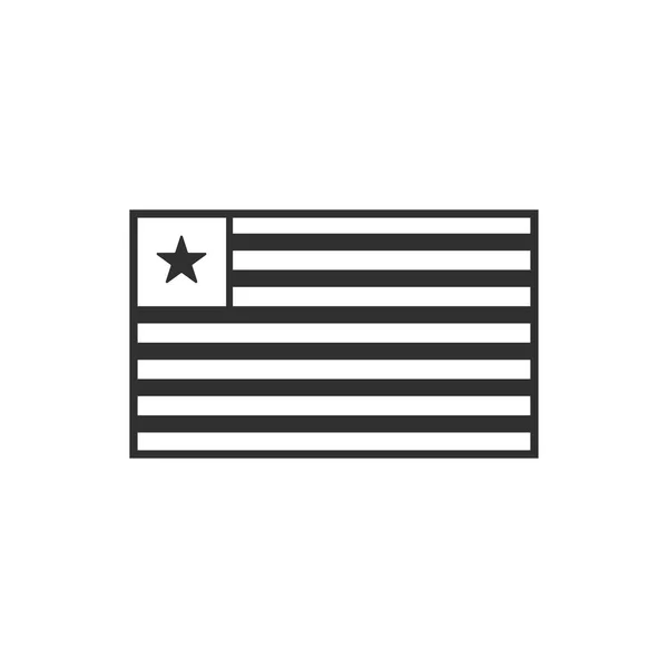 Ikona Vlajky Libérie Černém Obrysu Plochého Designu Den Nezávislosti Nebo — Stockový vektor