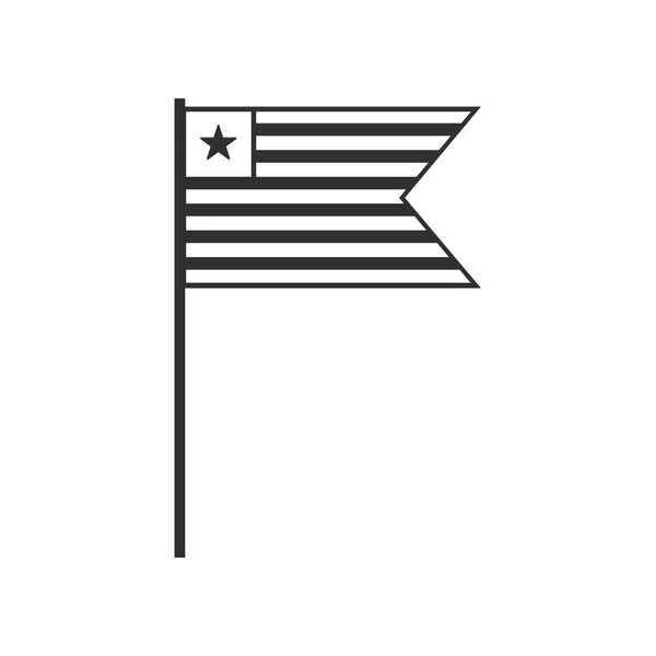 Liberia Vlag Pictogram Zwarte Omtrek Plat Ontwerp Onafhankelijkheidsdag Nationale Feestdag — Stockvector