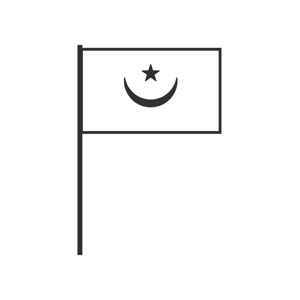 Ikon Bendera Mauritania Dalam Desain Datar Garis Hitam Hari Kemerdekaan - Stok Vektor
