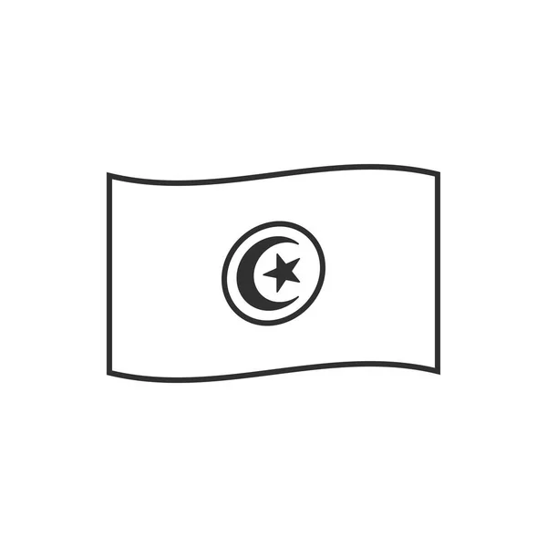 Ikona Tuniské Vlajky Černém Obrysu Plochého Designu Den Nezávislosti Nebo — Stockový vektor