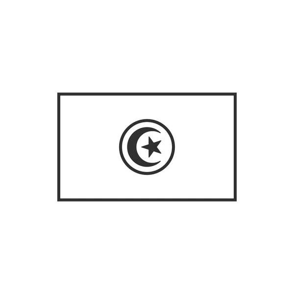 ブラックアウトラインフラットデザインのチュニジアフラグアイコン 独立記念日又は国民の日の休日の概念 — ストックベクタ