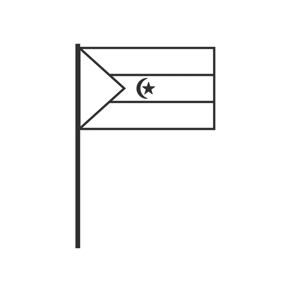 Icono Bandera Del Sáhara Occidental Diseño Plano Contorno Negro Día — Archivo Imágenes Vectoriales