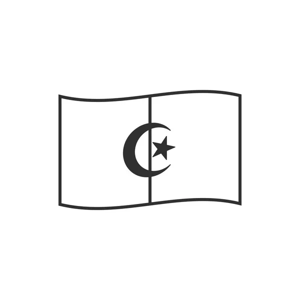 Algeria Flag Icon Black Outline Flat Design Independence Day National — Stock Vector