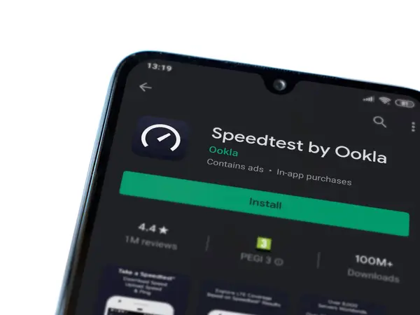 Lod Israel July 2020 Speedtest App Play Store Page Display — 图库照片