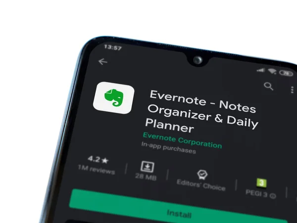 Lod Israel Julio 2020 Evernote App Play Store Page Display — Foto de Stock