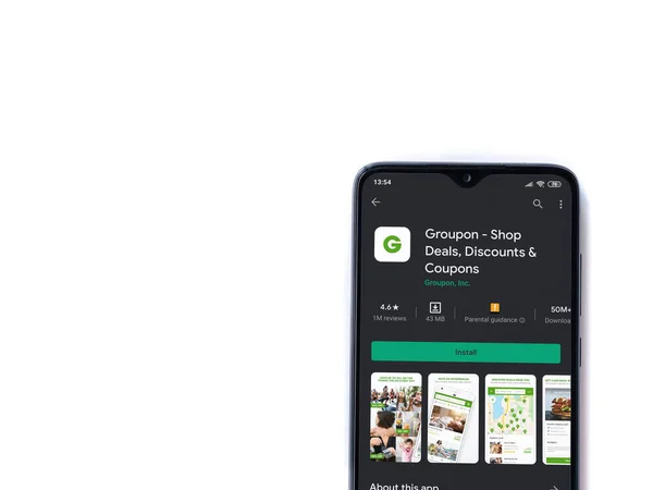 Lod Ізраїль Липня 2020 Groupon App Програє Сторінку Магазину Дисплеї — стокове фото