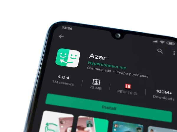 Lod Israel Julio 2020 Azar App Play Store Page Display — Foto de Stock