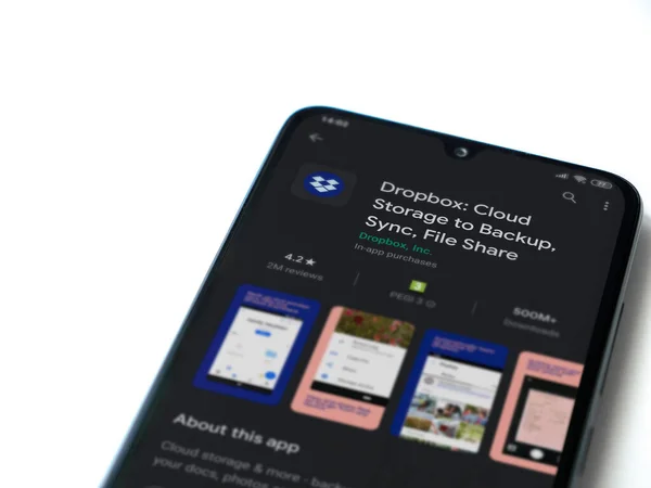 Lod Israel Julio 2020 Página Dropbox App Play Store Pantalla — Foto de Stock