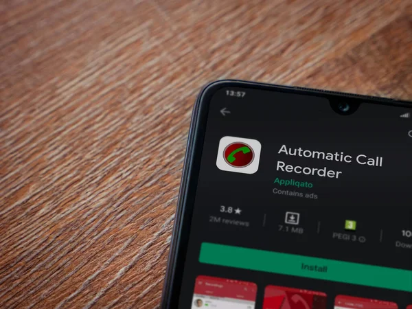 Lod Israele Luglio 2020 App Automatic Call Recorder Riproduce Pagina — Foto Stock