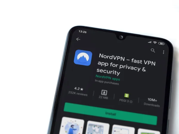 Lod Israel Julio 2020 Página Tienda Aplicaciones Nordvpn Pantalla Teléfono — Foto de Stock