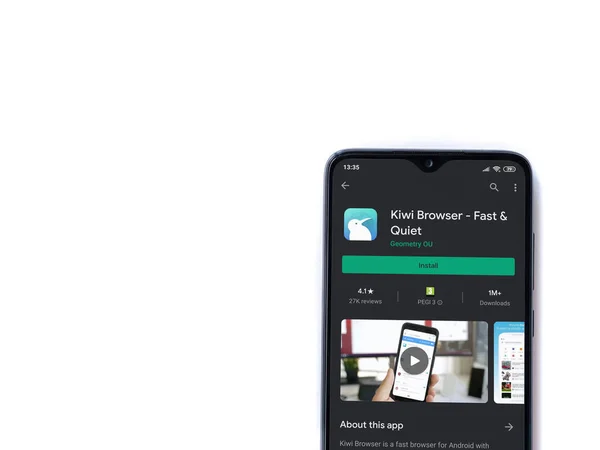 Lod Israel Julio 2020 Kiwi Browser App Play Store Page — Foto de Stock
