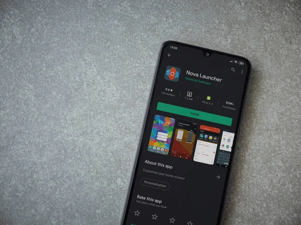 Lod Israel Julio 2020 Página Tienda Aplicaciones Nova Launcher Pantalla — Foto de Stock