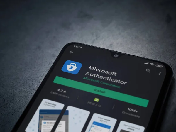 Lod Israel Julio 2020 Microsoft Authenticator App Play Store Page — Foto de Stock