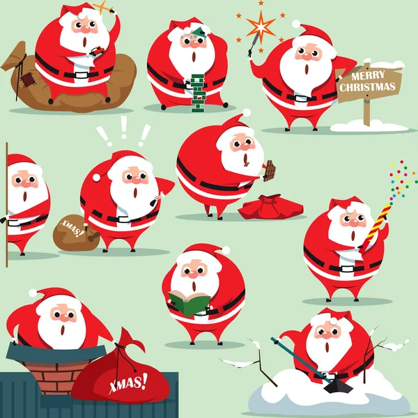 Noel Baba geleneksel Noel tatil neşeli Noel Baba yan tümceleri uygun yeşil arka plan üzerinde. , Noel Noel Baba küme. Mutlu yeni yıl 2019 Noel şahsiyet. Vektör çizim