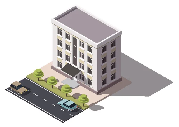Izometria Clădirilor Rezidențiale Publice Vedere Izometrică Casei Maşinilor Obiect Pentru — Vector de stoc