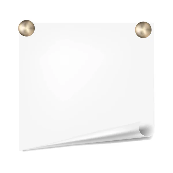 Χαρτί Μηδέν Ένα Λευκό Τοίχο Σημείωση Χαρτί Πινέζες Που Απομονώνονται — Διανυσματικό Αρχείο