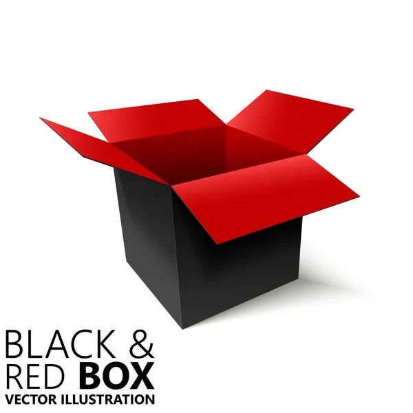 Boîte Ouverte Noire Rouge Illustration Vectorielle Élément Design — Image vectorielle