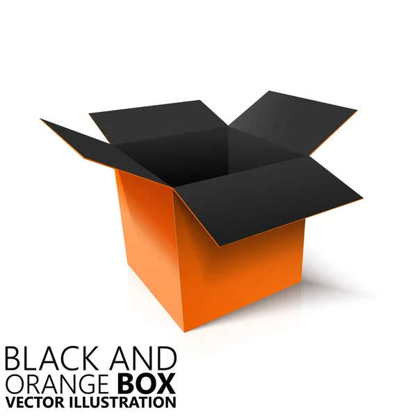Svart Och Orange Öppen Box Vektor Illustration Designelement — Stock vektor