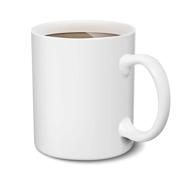 Taza de cacao. Taza blanca realista aislado 3D maqueta — Vector de stock