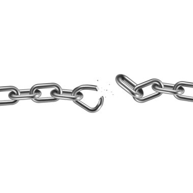 Metal kırık zincir 3d. Özgürlük kavramı. Vektör çizimi.