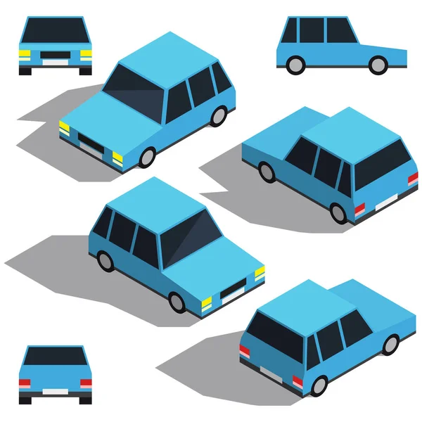 Auto isometrie. Lage detaillering isometrische weergave van de auto's. — Stockvector
