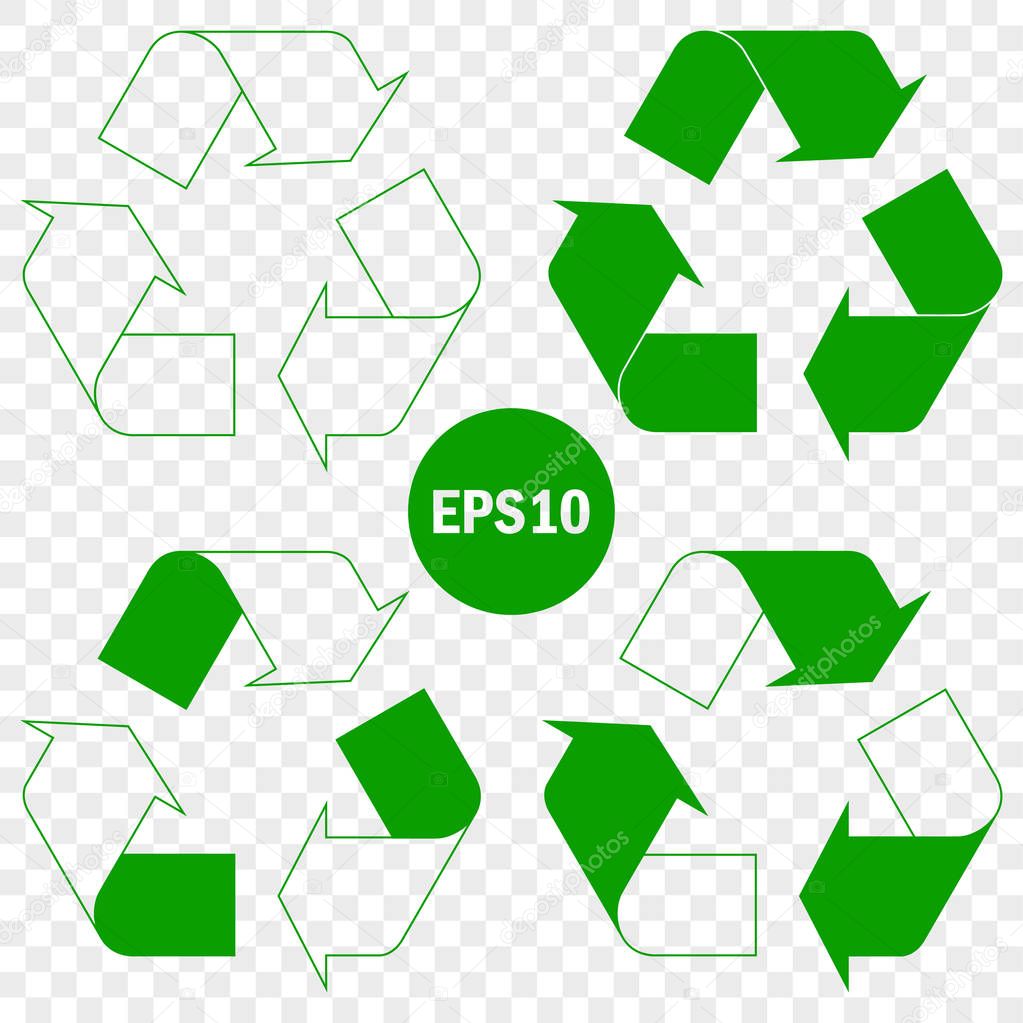 Recycle symbol of conservation green icon set.