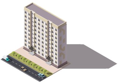 Kamu konut dokuz katlı bina isometry