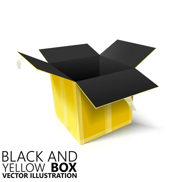Fekete és sárga színű nyitott doboz 3d / vektor illusztráció — ingyenes stock fotók