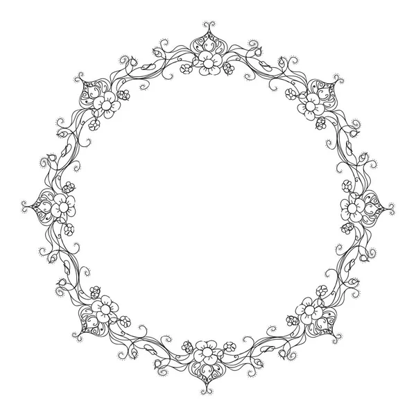 Couronne de cadre d'ornement floral — Image vectorielle