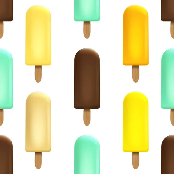 Ice cream bezešvé vzor na bílém pozadí — Stockový vektor