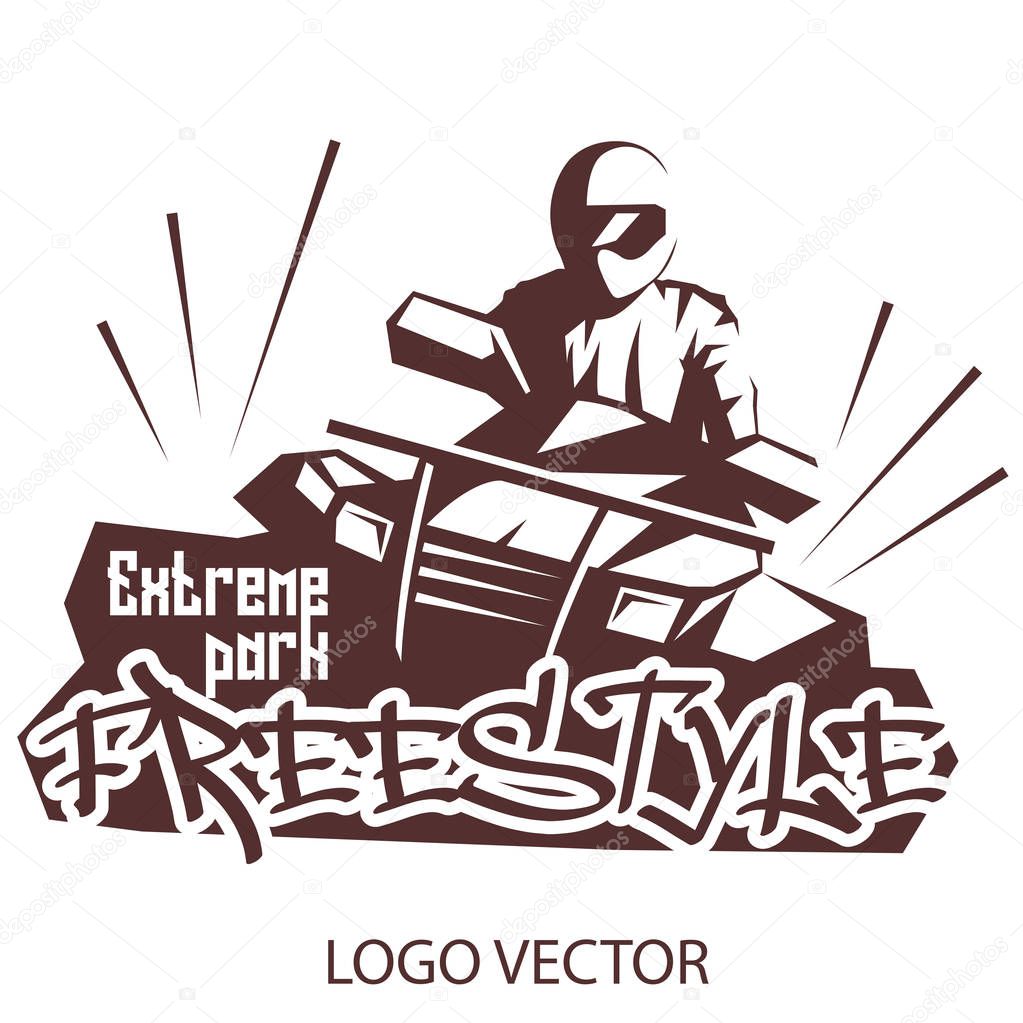Extreme park logo concept ATV quad bike. Freestyle on ATV logo for Your business project. Vector Illustration ATV