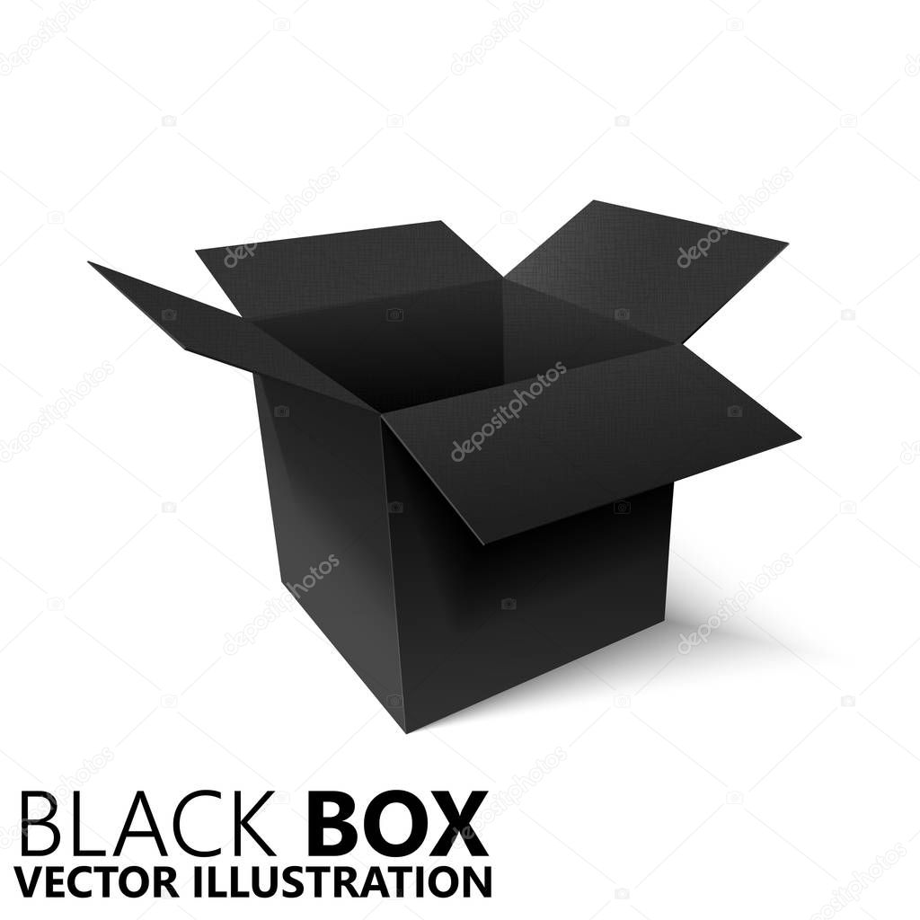 Black open box 3D/ vector illustration, design element