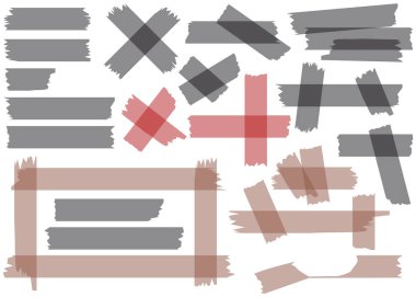 Yapışkan bant parçaları beyaz arka plan üzerine ayarlanmış izole. Viski