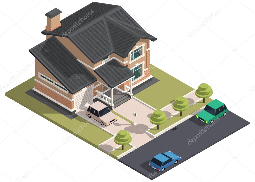 Family House isometry. Hyper detailing isometric view