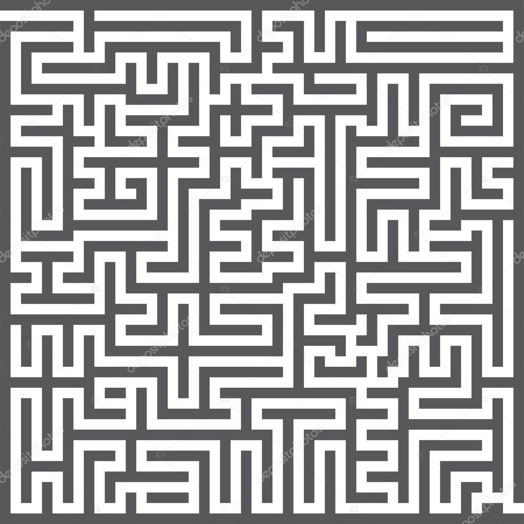 A square labyrinth. Maze game. Gray maze
