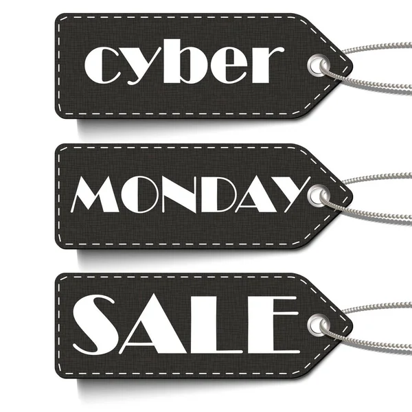 Penjualan Senin Cyber. Tags of Cyber Monday Sale terisolasi - Stok Vektor