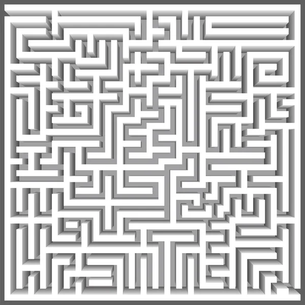 迷宫3D顶视图向量 迷宫游戏 经典的盒子迷宫 白色和高墙 灰色迷宫为您的商业项目 病媒图解 — 图库矢量图片