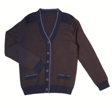 Beyaz arka planda sıradan erkek hırkası.